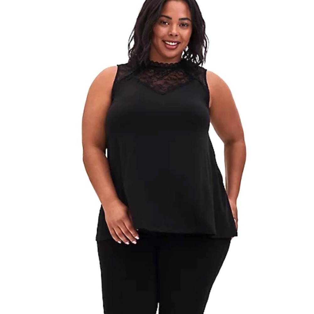 Torrid: Black Lace Neck Tank